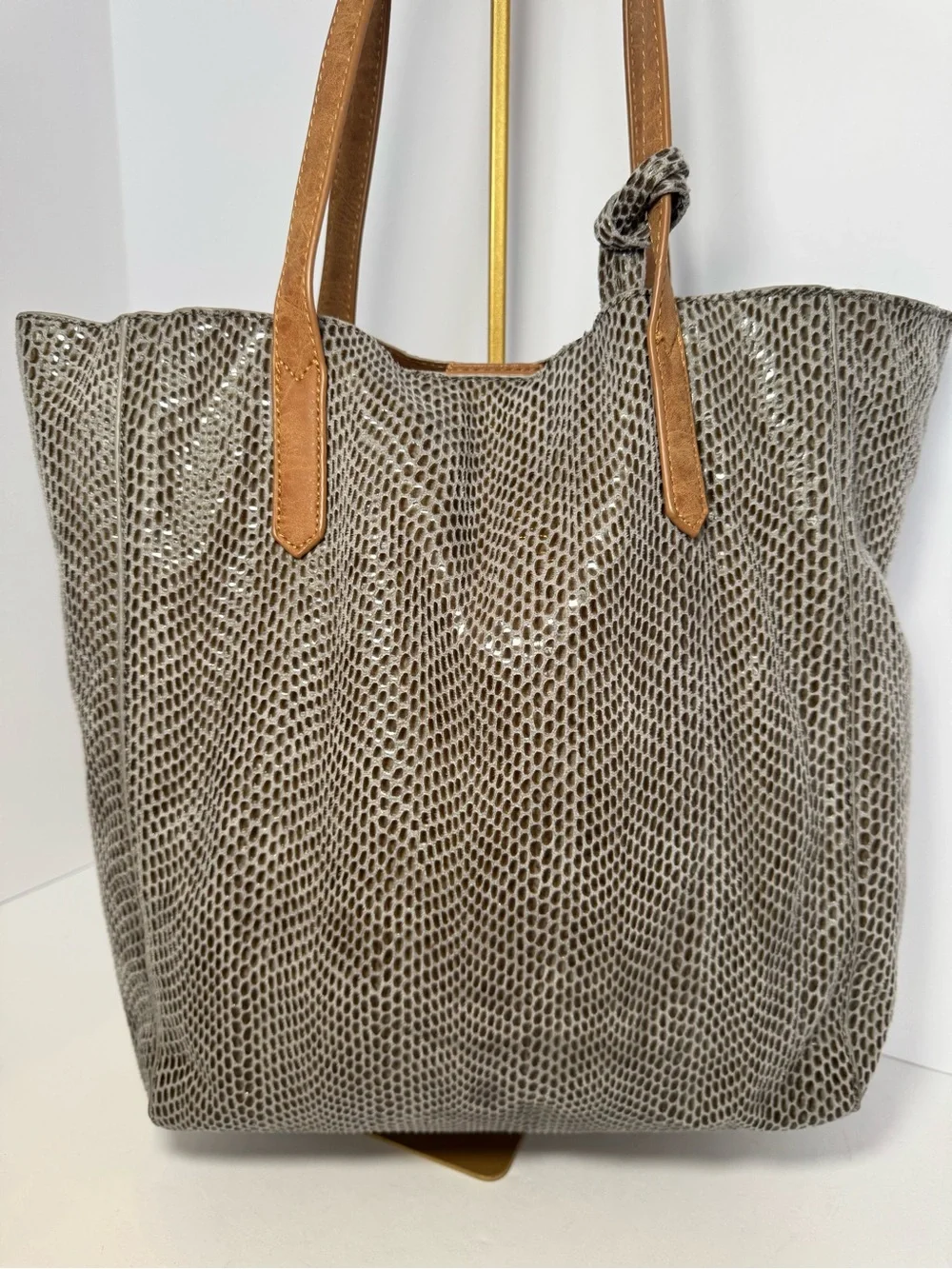 Joy Susan Grey Snakeskin Embossed Emma Tote Bag